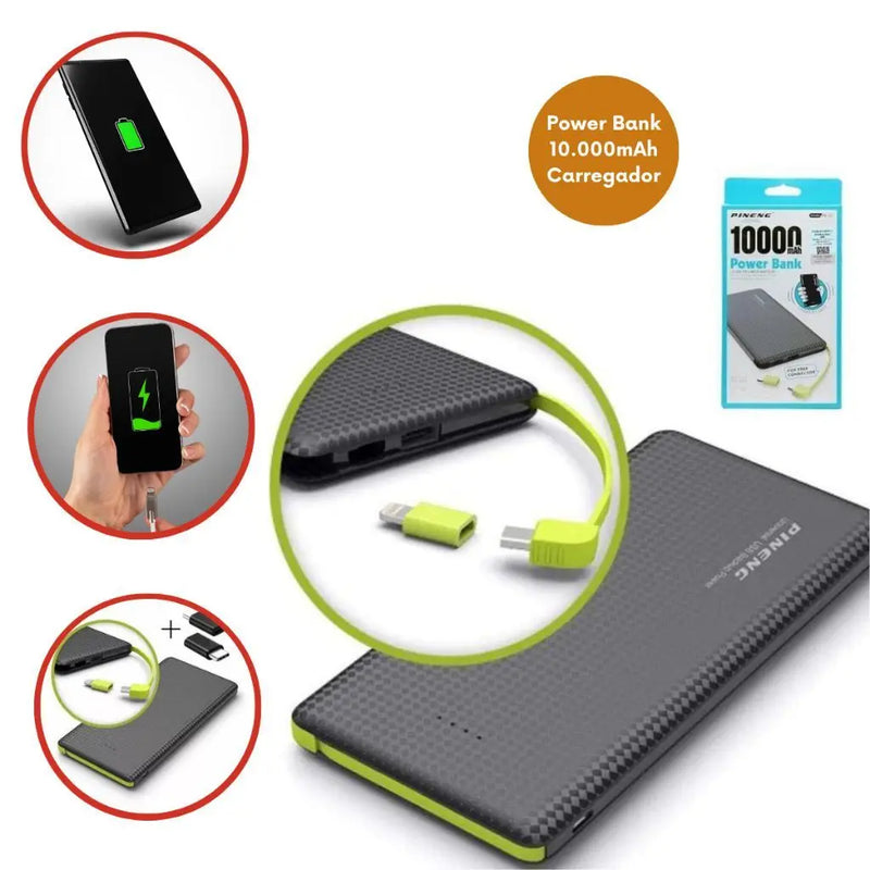 Power Bank 10.000mAh portátil / Pineng com selo de Originalidade