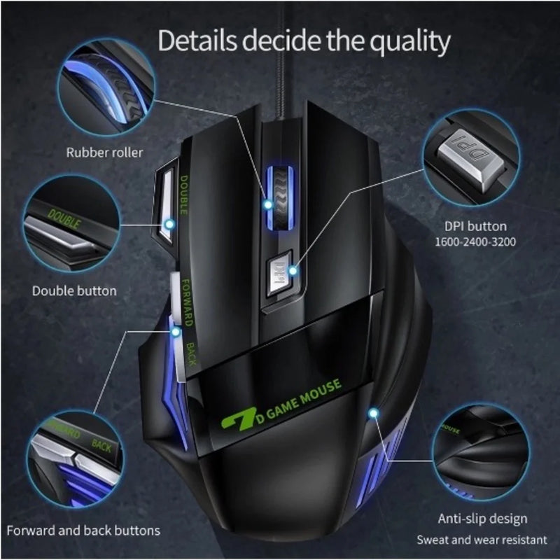 Mouse gamer para jogo / 3200dpi com LED laser X7 USB com  Botões Profissional