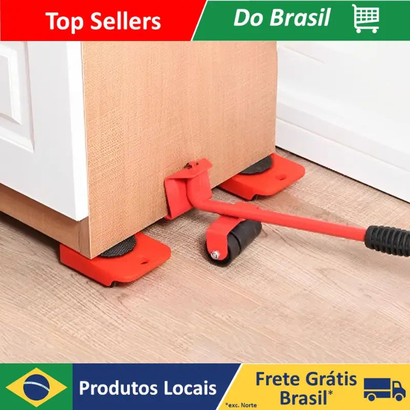 Suporte Aparelho Para Levantar e Mover Móveis Pesados Kit Com 5 Peças