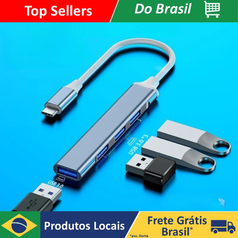 Extensor de USB, 4 entradas para ampliar suas portas USB do computador