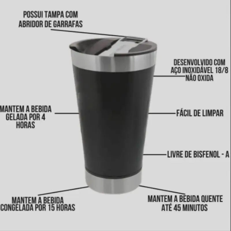 Copo Térmico  TIPO STANLEY 473ml Beba Gelado ou quente com Tampa e Abridor