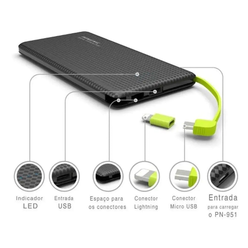 Power Bank 10.000mAh portátil / Pineng com selo de Originalidade