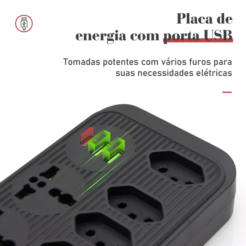 Extension Outlet, Line Filter, Power Extension, USB Socket, Plug, Water Plug, Brazil Line Filter, 100-220V,10A