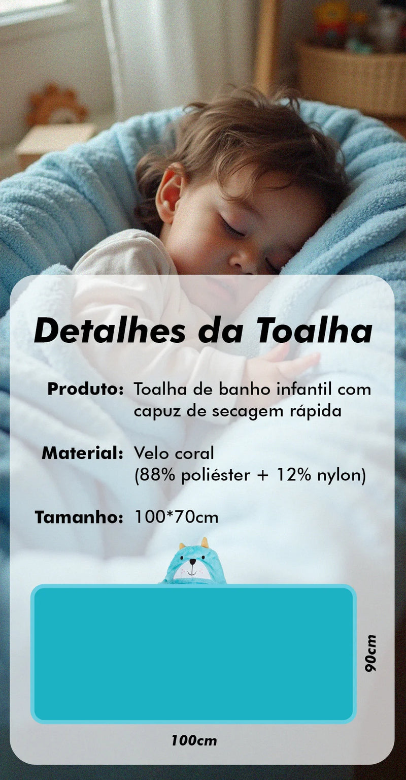 Toalha de Banho Bebê Felpuda com Capuz Infantil DIVERSOS MODELOS