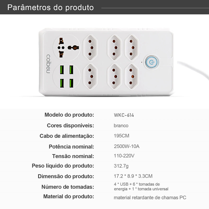 Extension Outlet, Line Filter, Power Extension, USB Socket, Plug, Water Plug, Brazil Line Filter, 100-220V,10A